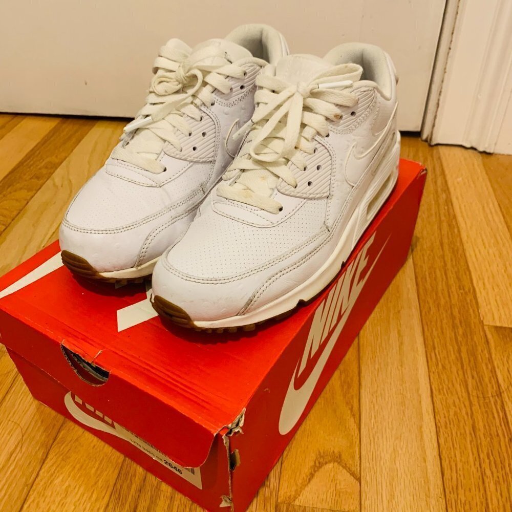 Nike Air Max 90 Leather PA Ostrich Sneakers White/Gum Men's Size 8 705012-111 - Picture 5 of 7
